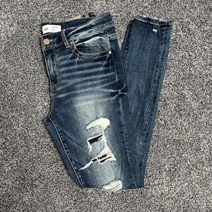 BKE Dark Blue Distressed Skinny Jeans